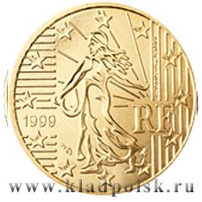Монета 50 евроцентов Франция